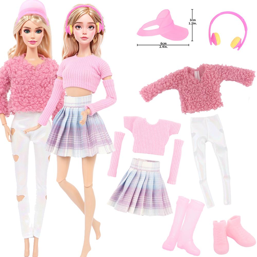 Pink Series Doll Clothes for 30cm Doll Princess Dress Outfits Shoes Necklace Bags Kids Accssories Toy Christmas Birthday Gift