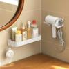 Wall-Mounted Storage Rack Space Saving Storage Shelves Hair Dryer Holder Storage Bracket Hook