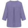 Women Flared Sleeve Tops Solid V-Neck Lace Splicing Fold Three Quarter Sleeve