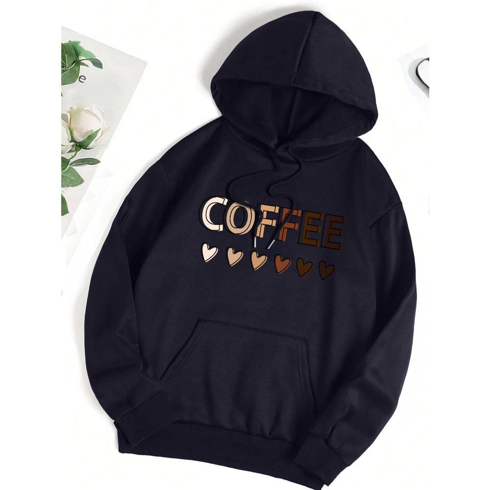 Love Coffee Funny Letter Graphic Printing Hoody Woman Fashion  Sweatshirt Casual S-6XL Hooded Autumn Oversized Clothing
