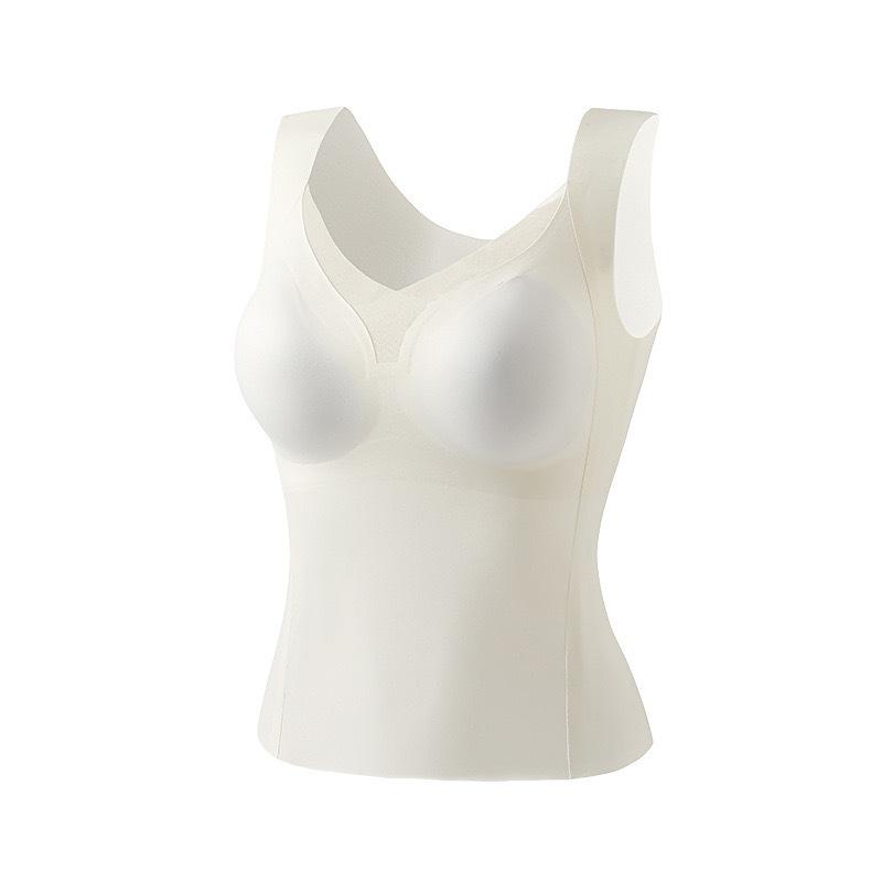 V-neck Autumn and Winter Thermal Underwear with Chest Pads Integrated Slim-fitting Gathering Sling Vest Free of Bras and All-match Outside