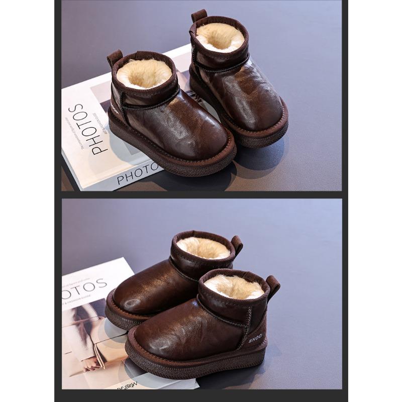 Kids Warm Fleece Lined Ankle Snow Boots Non Slip Winter Footwear For Boys And Girls