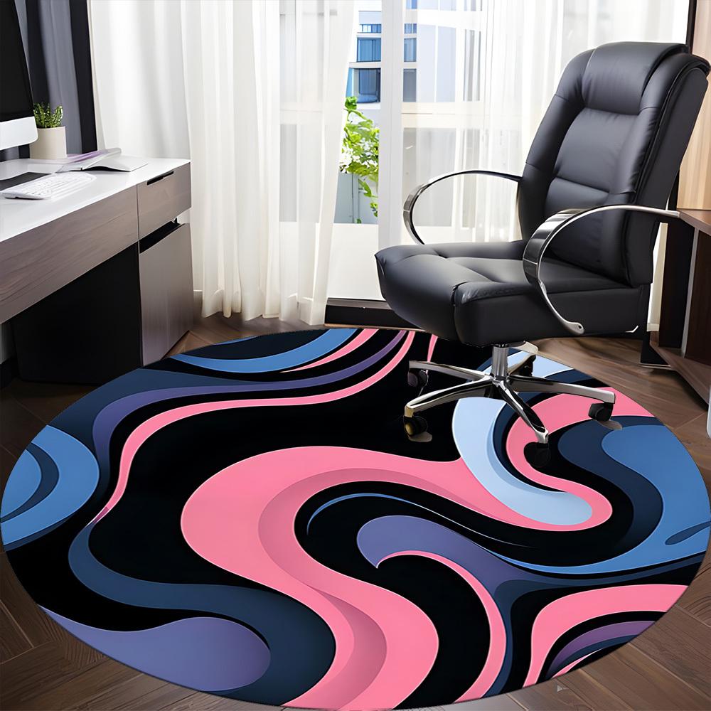 1pc Abstract Swirls Carpet, Round Non Slip Durable Large Size Office Carpet, Suitable for Office