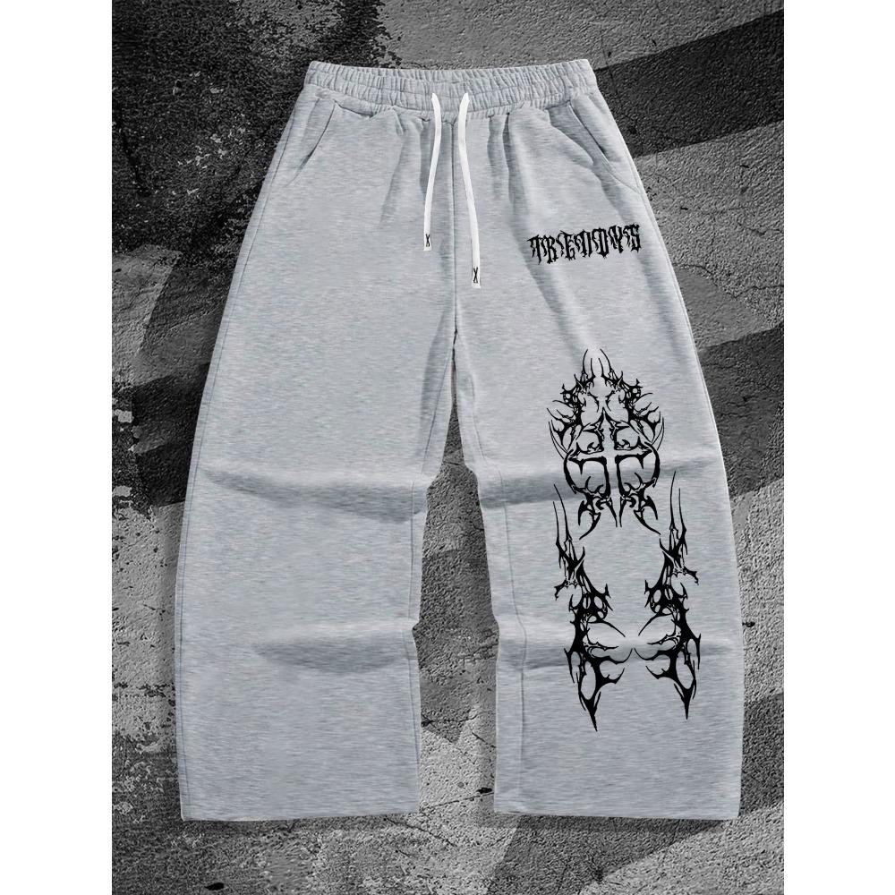 Retro Men s Loose Gothic Outdoor Casual Jogging Pants Wide Leg Pants Fashionable Men s Must Have S серый