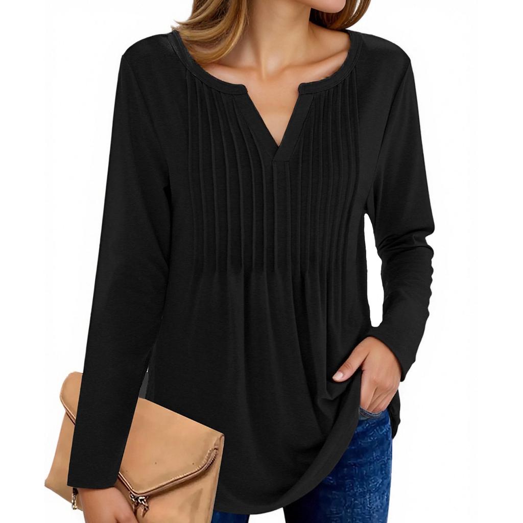 Women's Fashion Casual Long Sleeve Solid Color T-Shirt Top