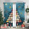 2pcs 2D Flat Printing Merry Christmas Curtain Christmas Tree6 Durable 100% Polyester Fabric Without Electricity Festive Wall