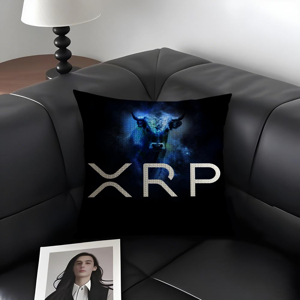 

XXRP Cryptocurrency Luxury Cushion Cover Natural Linen Organic Fabric DoubleSided Printing Sofa Home Decor Gift Pillow Case 30x30cm