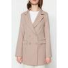 Mink Double Button Detailed Pocket Lined Blazer Woven Jacket Tctss22ce025