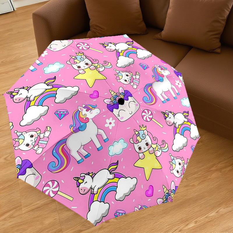1PC Unicorns Clouds Umbrella-8-Rib Reinforced Portable Folding Travel Suitable for All Seasons Outdoor Daily Use  -J0339