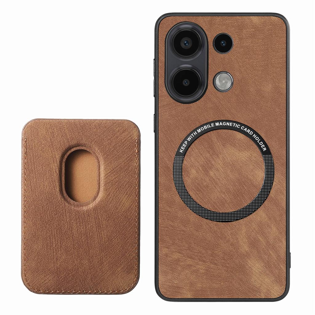 For Xiaomi Redmi Note 13 4G Magnetic Case Leather Back Cover with Detachable Card Holder