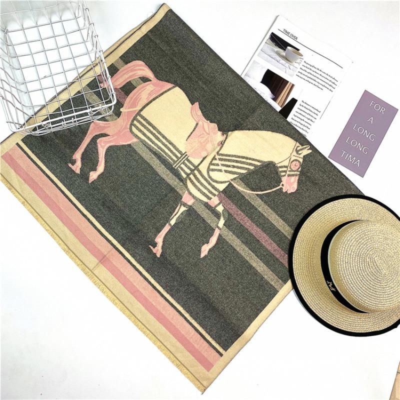Autumn new imitation cashmere women's scarf, winter long jacquard horse double-sided warm and cold shawl