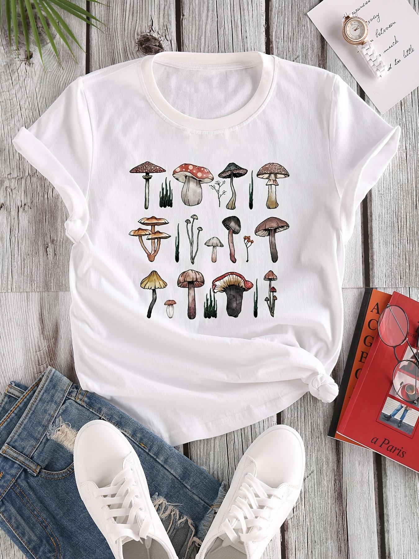 

Футболка Dream The Mushroom, милая женская футболка Harajuku Vintage 80-х 90-х годов, хлопковая футболка с коротким рукавом, кавайная графика, забавная уличная одежда XXL