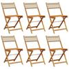 VidaXL Folding Garden Chairs Set of 6 Beige Rattan and Solid Wood, Garden Seat, Patio Chair, Dining Chair of 3214599