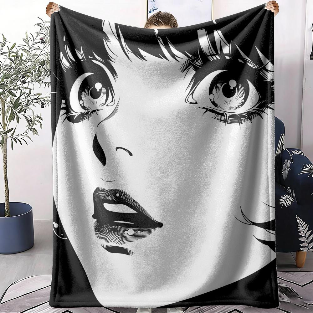 Anime Girl Throw Soft Flannel AC Blanket Lightweight Summer Nap Throw Cozy Blanket for Sofa Bed Travel Home