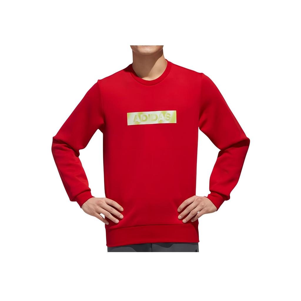 adidas Logótipo Alfabeto Conforto Casual Malha Pulôver Moletom Masculino Tops Vermelho GH4415