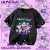 Polyester short-sleeved K-pop Demon Hunter girl cute sports shirt for children aged 1-12. Summer T-shirt. Casual top. Cartoon print