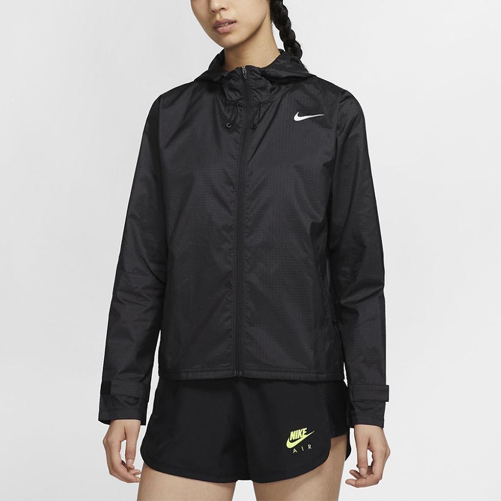 Nike Chaqueta esencial con capucha para correr para mujer Tops Negro CU3218-010