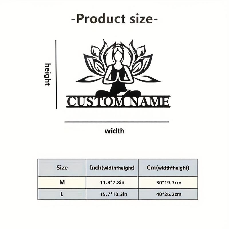 

Metal Yoga Wall Art Gift for Mother Personalized Name Sculpture Decor Weatherproof