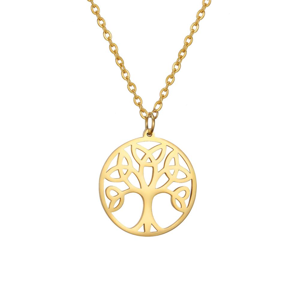 Cazador Stainless Steel Tree of Life Necklace Vintage Gold Color Plant Chain Necklace for Women Jewelry Wholesale 2026 Birthday