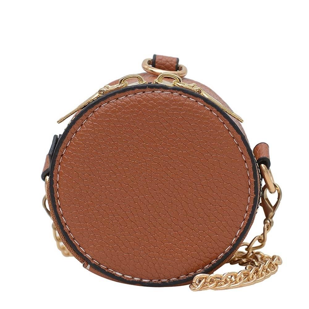 Elegant Chain Small Round Pouch Anti-splash Water Vintage Lipstick Hanging Neck Bag Mini Solid Color Detachable Coin Purse