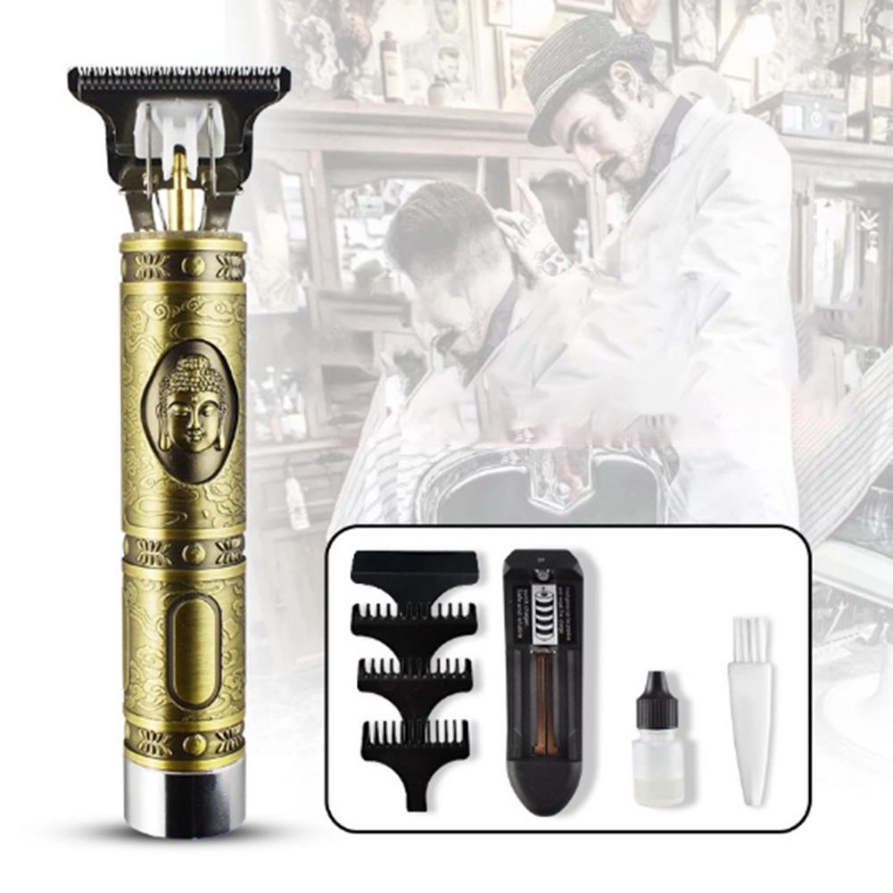 Haarschneider, Buddha geschnitzt Vintage Elektrisch Wiederaufladbar Haarschnitt Haartrimmer Schermaschine Set