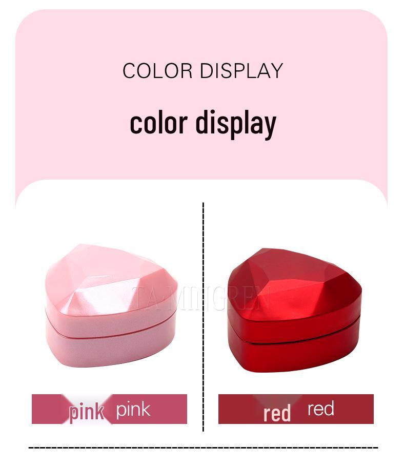 Luxury Heart-Shaped LED Jewelry Box for Rings and Necklaces