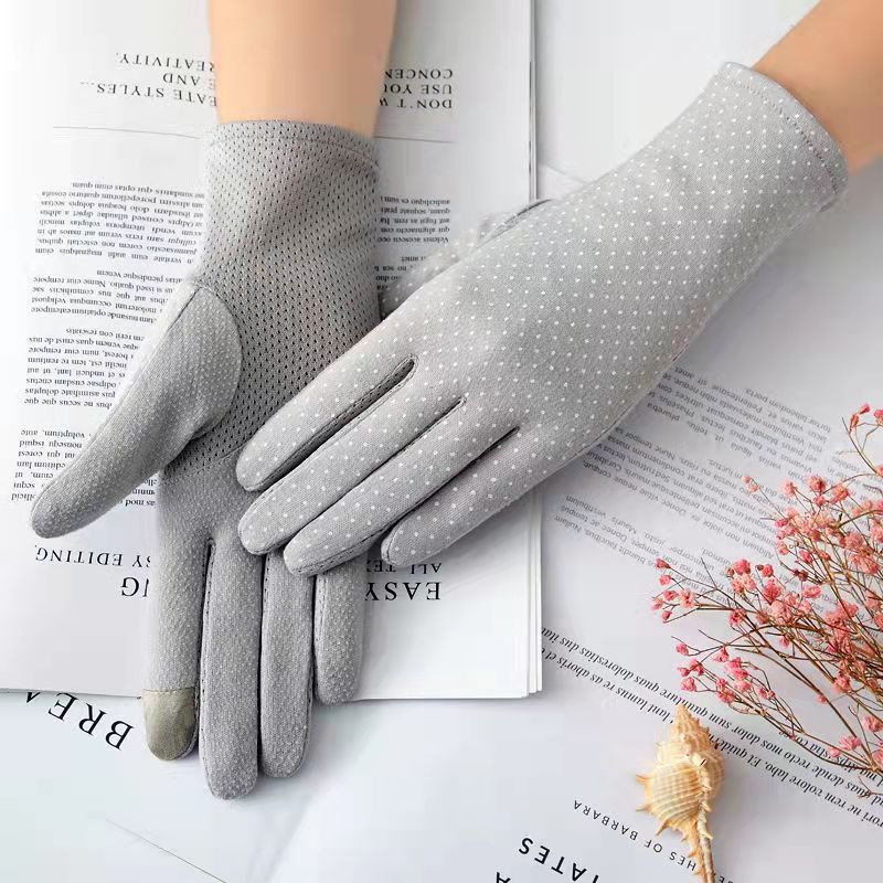 

Солнцезащитные перчатки женские весенне-летние тонкие дышащие защита от УФ-лучей для вождения, езды на велосипеде, противоскользящие, с сенсорным экраном one size fits all серый