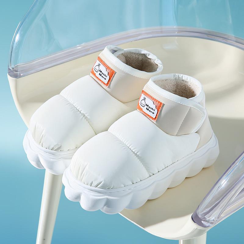 

Bag heel cotton slippers, women s winter thick-soled outer wear, non-slip and warm, fleece waterproof men s down cloth cotton shoes Size 36-37 [Suitable for 35-36 feet]