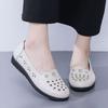 Summer new middle-aged and elderly leather shoes comfortable non-slip sandals women's soft leather hollow breathable hole shoes soft-soled mo
