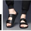 Summer Fashion Leather Slippers for Men Outdoor Beach Men's Sandals Designer New Hollow Soft Soled Slip-on Flip Flops Shoes Male