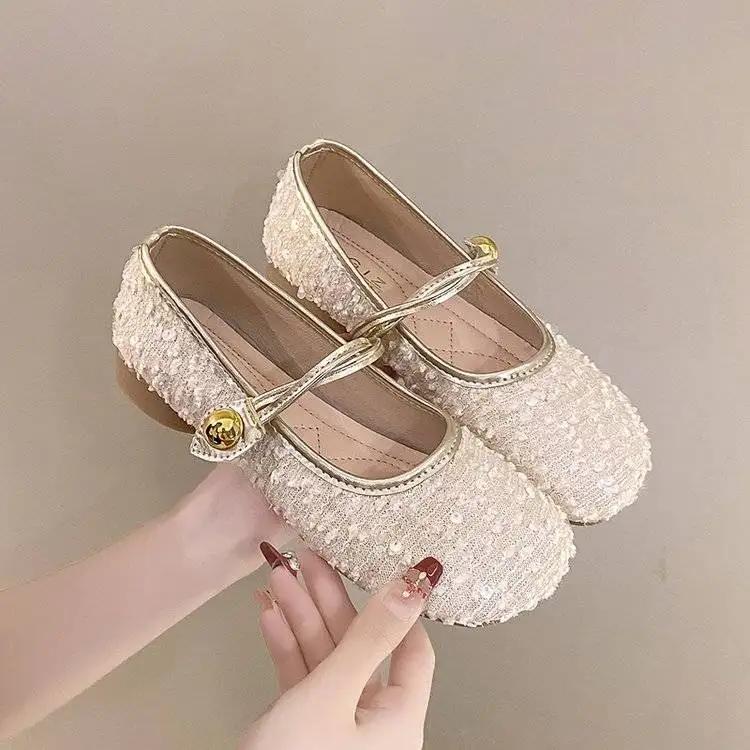 Fashion Shoes for Women Round Toe Black Net Cloth Sequins Cheap Clearance High Quality Fashion Summer 2025 Vacation Shallow Woman Flats