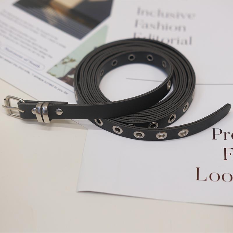 The new retro spicy punk thin double-layer belt with - design without holes