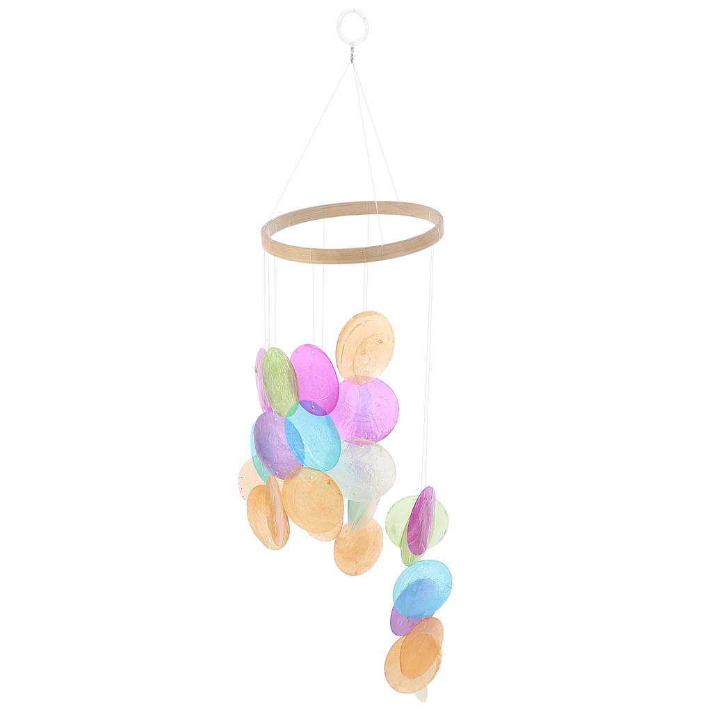 Shell Wind Chime Ornament Delicate Outdoor Decor Bamboo Ring Seashell Hanging Bell Garden Terrace Courtyard Accessories Durable