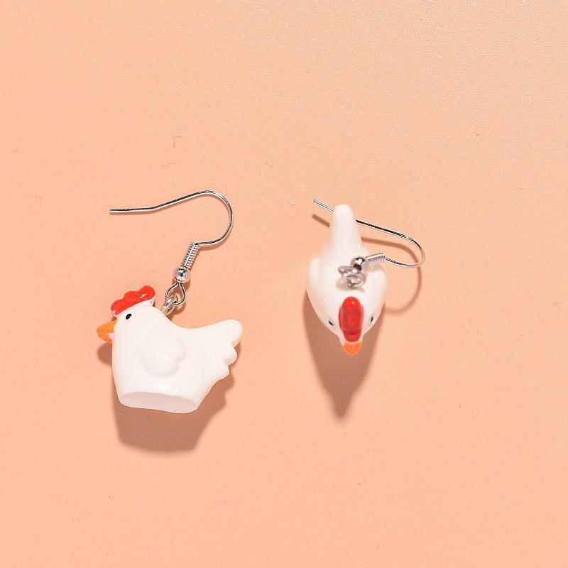 Cute Cartoon Chick Earrings , Resin Animal Drop Earrings , Novelty Funny Chick Earrings for Women , Simple Style