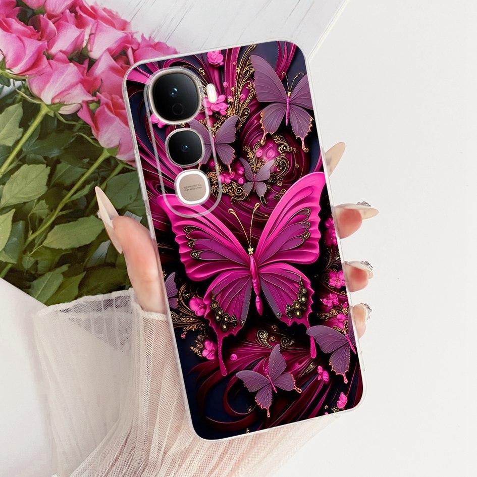 For Vivo Y400 5G Case V2506 New Fashion Flower Cover Transparent Silicone Slim Soft Phone Cover For Vivo Y400 Pro Y400Pro Bumper