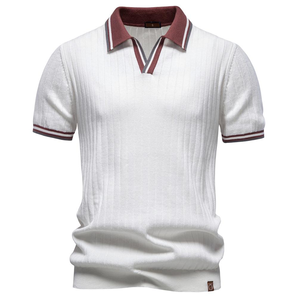 AIOPESON 100% Bawełna Miękka Przyjazna dla Skóry Koszulka Polo dla Mężczyzn Kołnierzyk Jednolity Kolor Styl Old Money Elegancka Casualowa Polo Odzież Męska