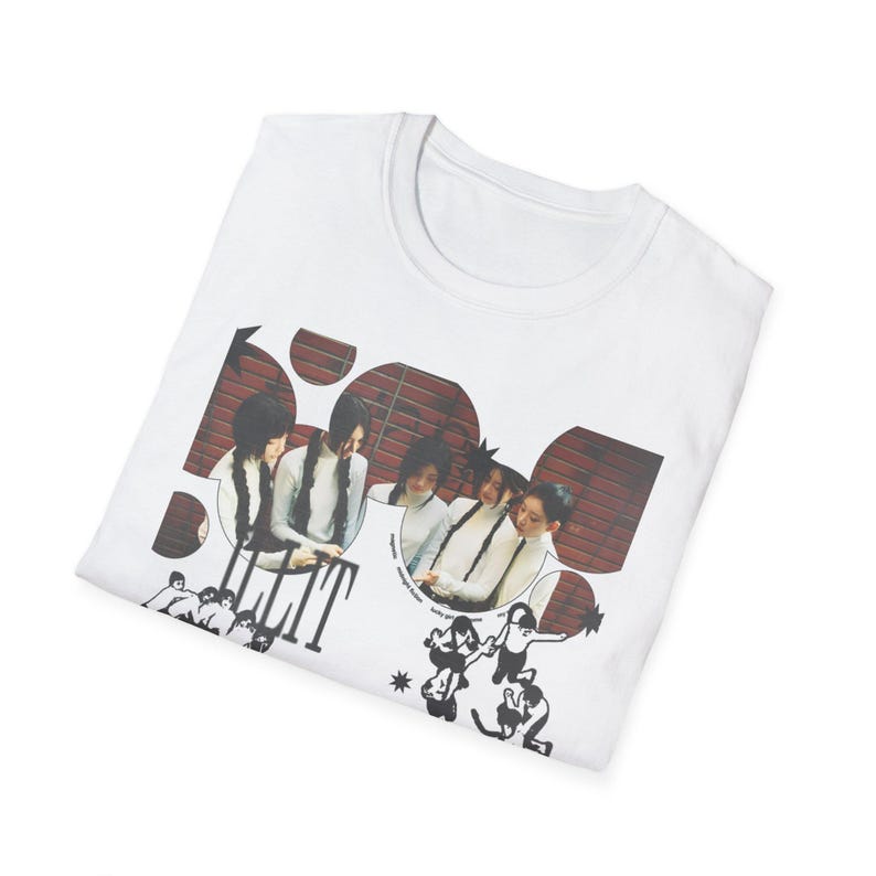 2026 Summer Fashion Trendy Tee Men Women Vintage Top ILLIT Minimalist Kpop Fan T-shirt, White Softstyle Idol Tee