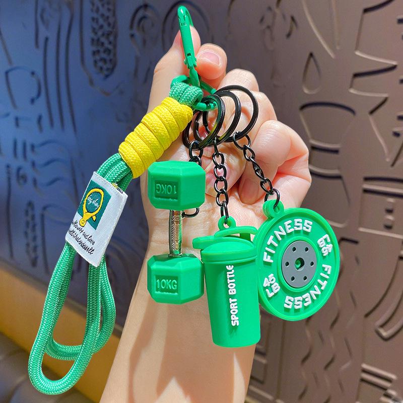 Fitness Dumbbell Keychain: Sports Accessory for Backpack, Water Bottle, or Keyring Decoration