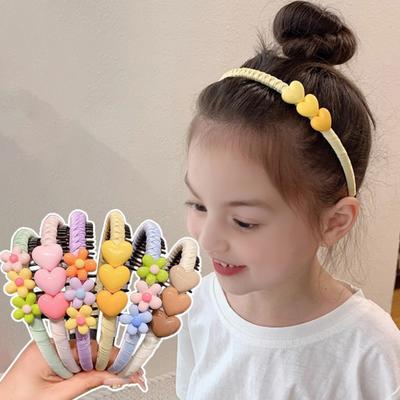 Baby Headband Anti-Slip Toothed Comb Soft 3D Heart Flower Decoration Hair Hoop Toddler Hair