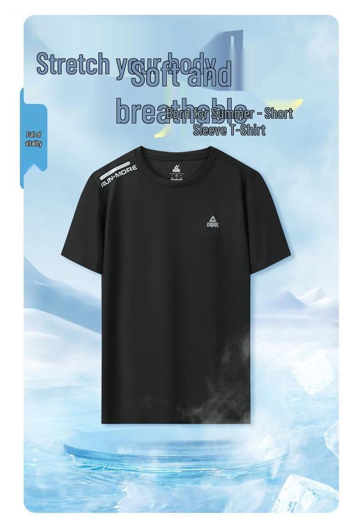 Men's PEAK Sports Quick-Dry Ice Silk Fitness T-Shirt - Short Sleeve Summer Top