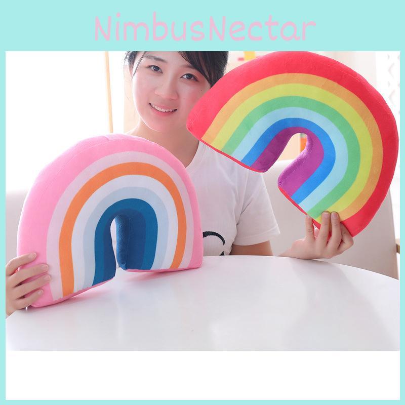 Multicolour Rainbow Plush Pillow Cushion Ideal For Relaxation And Decoration