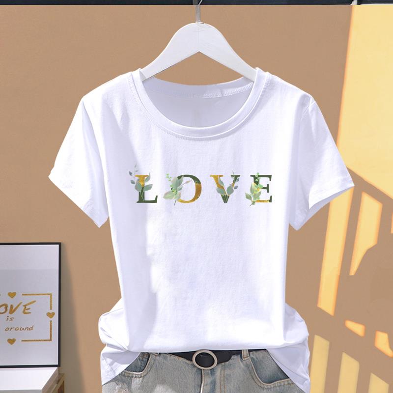 (Asian Size) sweet flower cute Women's Top Short Sleeve T-shirts O-neck Casual Clothing Fashion Female T shirt Printed Graphic Tee