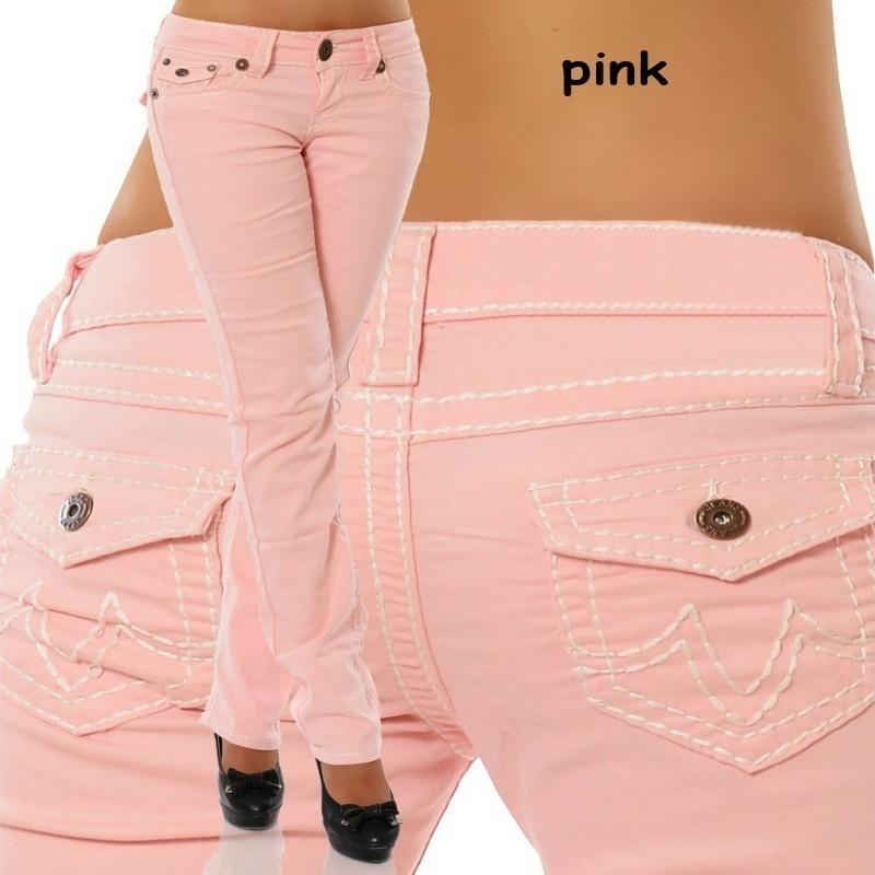 Women's Low Waist Straight Jeans Slim Denim Long Pants Plus Size