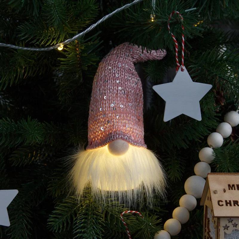 Christmas Decorations Night Light Forest Old Man with Light Gnome Doll Pendant Luminous Christmas Tree Pendant