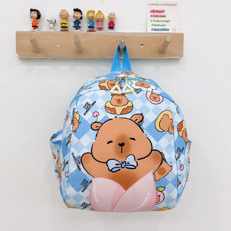 Backpack Children Capybara Zipper Design Adjustable Shoulder Schoolbag Straps