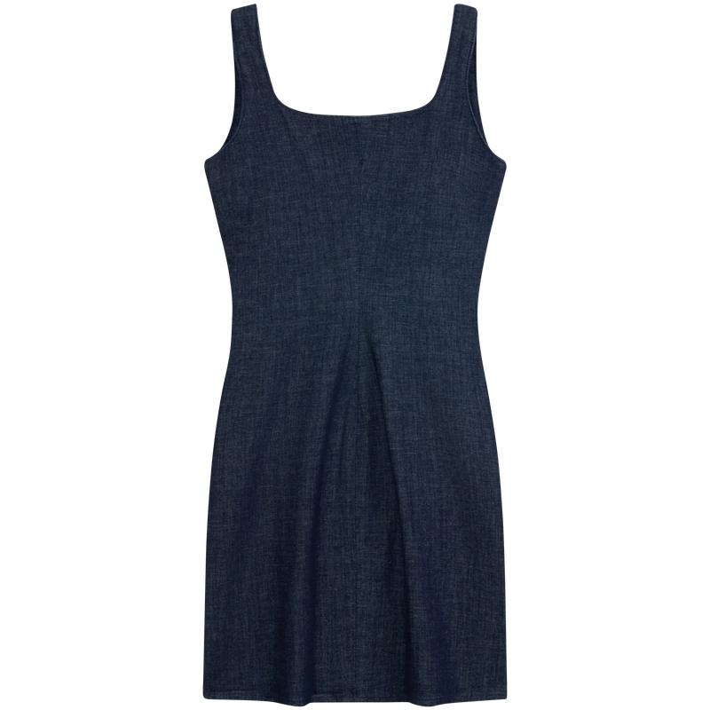 Calvin Klein Vintage Artistic Square Neck Lyocell Blend Slimming Denim Slip Dress Women dresses 47F793G