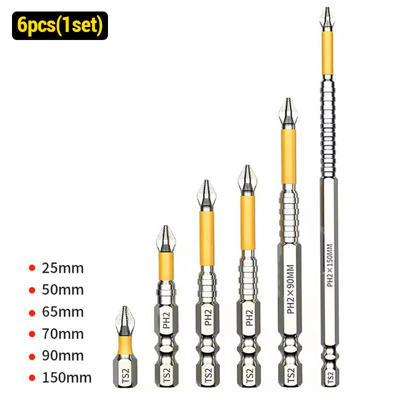 25/50/65/70/90/150mm PH2 Magnetic Batch Head Cross Screwdriver Bits TS2 Alloy Steel Non-slip Electric Screw Driver Hand Tools
