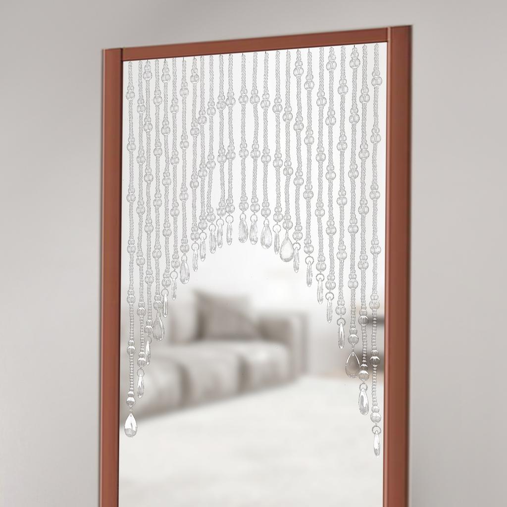 25 Strands Crystal Beaded Doorway Curtain, Clear Glass Bead Room Divider, Decorative Hanging Partition for Doorways & Windows