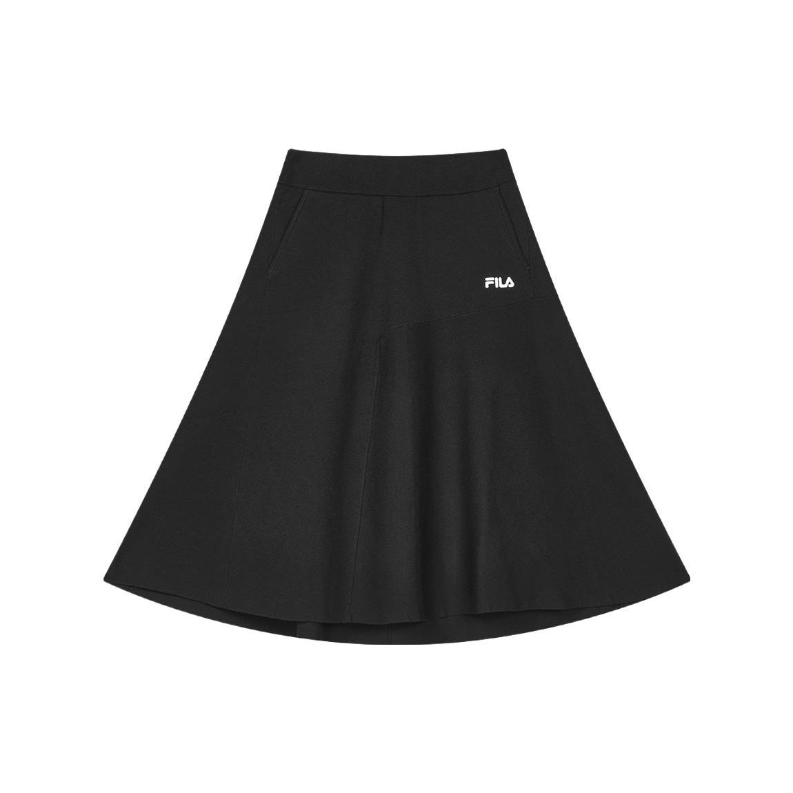 

FILA Solid Color Mid-Length Knitted Casual Dress Women dresses Black F11W418307F-BK S