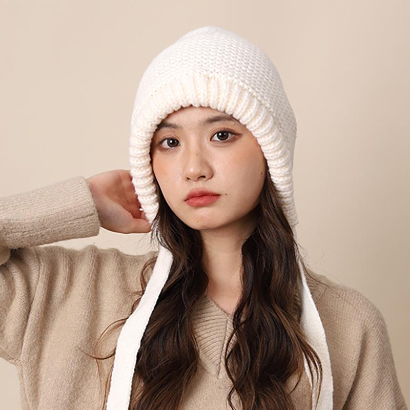 One Hat Dual Purpose Balaclava Hat Hepburn Wind Straps Stack Hat Women Winter Warm Christmas Red Wool Hat